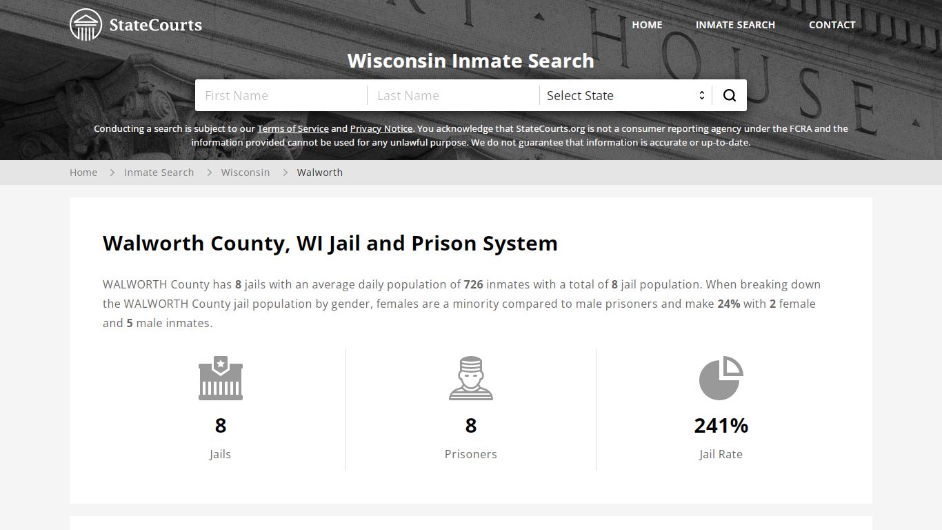 Walworth County, WI Inmate Search - StateCourts